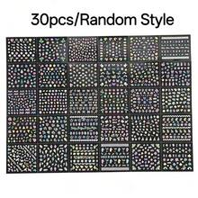 30pcs Colorful Nail Art Stickers, White And Pink Floral Pattern, 3D Self-Adhesive Nail Decals - Multicolor - View 12