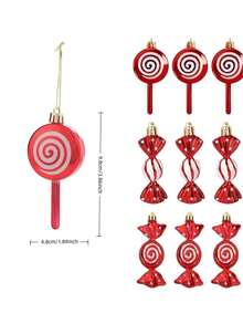 6pcs Christmas Candy Decor Set, Christmas Lollipop Hanging Ornaments, Plastic Lollipop Pendants Can Be Hung On Christmas Tree, With Gold Ribbon, Suitable For Christmas Party Decoration And Home Gathering Scene - Multiple Styles - View 9