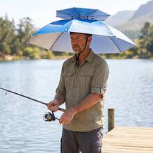 77cm Double-Layer Head-Mounted Umbrella Hat, Hands-Free, Windproof, Sun-Proof, Rain-Proof, Wearable Sunshade Hat, Suitable For Fishing, Gardening, Farming, Beach, Outdoor Work, Camping, And Hiking - Umbrella Hat - View 4