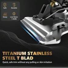 Herren Elektrorasierer, Professionelle Herren Haarschneidemaschine, Haar-Trimmer, USB-C aufladbar, kabelloser Langhaar-Trimmer mit 4 Aufsatzkämmen Haar-/Bartpflege-Set - Verschiedenfarbig - Übersicht 10