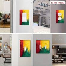 1pc [2D Flat Printing] Jamaican Reggae Colors Style Light Switch Cover, Decorative Wall Plate Kitchen, Bathroom, Living Room, Aesthetic Home Decor - Single Toggle 11cm*7.5cm - View 6