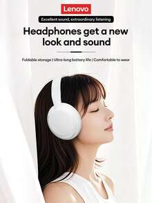 Lenovo TH11 包耳式藍牙耳機，藍牙 5.4，HiFi 音質，EQ 音效，3 種模式遊戲/音樂，HD 麥克風，長效電池續航，佩戴舒適，降噪，支持有線/無線連接，適合智慧型手機與電腦的運動包耳式耳機 - 米色 - 查看 2