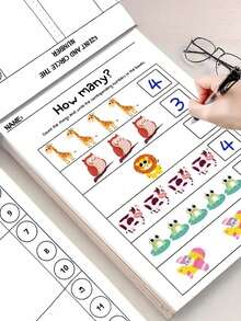 MINKOJA 1pc Number Coloring Practice Book, Suitable For Preschoolers' Logical Thinking Training, Suitable For 3-6 Years Old Children, Preschool Preparation Material, Fun Math Practice Book, Suitable As Holiday Gift, Classroom Learning Tool, School Supplies, Back To School Supplies, Toys - Multicolor - View 3