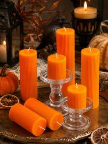 1pc Dark Orange Cylindrical Scented Candle, Diameter 1.97 Inches (1.97-7.87 Inches Optional), Suitable For Atmosphere Creation, Home Decor, Party, Table Setting, Desk Decoration, Halloween, Halloween Decor, Halloween Gift - Multiple Specifications - View 7