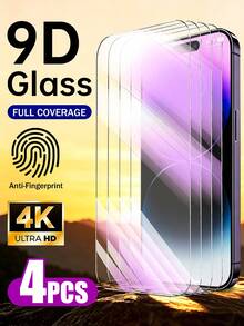 4pcs Anti-Blue Light Tempered Glass Screen Protector, Compatible With IPhone 17 Pro Max, 17E/17P Pro/16/16 Plus/15 Pro/15/14/13/12/11/XR/XS, Full Coverage | Eye Protection | Anti-Fingerprint | Case Compatible - 4PCS - View 1