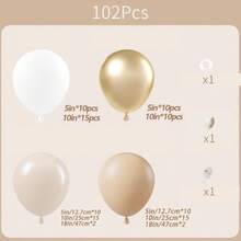 Neutral Color Balloon Arch Garland Set 102Pcs, Nude Sand White Metallic Gold Latex Balloons Included, Elegant Scene Ornaments For Wedding & Birthday Celebration Decor - Multicolor - View 6