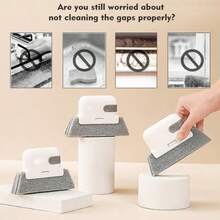 1pc Multifunctional 2-In-1 Window Sill Cleaning Brush, Suitable For Window Grooves, Window Tracks And Corners, Detachable, Glass Door Groove Cleaning Brush - Grey - Multicolor - View 3