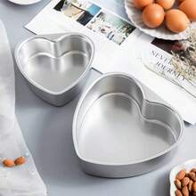 2/3pcs 3/4/5/6/8/10 Inch Heart-Shaped Aluminum Cake Molds, Anodized, Suitable For Chiffon Cake, Pudding, Ideal For Valentine's Day Baking, Fixed Bottom, Party Use, Kitchen Baking Tools - Silver - View 11