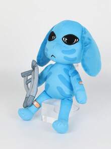 BIUBLIULAND Boneka Anjing Lucu Bertelinga Panjang Biru Ukuran 10 Inci, Boneka Hewan Kartun Lembut dengan Kacamata/Tongkat Penopang, Mainan Figur Karakter Game Lucu dan Menyeramkan untuk Hadiah Anak-Anak Penggemar - MultiWarna - View 11