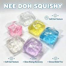 1pc Transparent Realistic Ice Cube Slow Rebound Soft Rubber Toy, One Size, Sent At Random, Realistic Ice Texture, Slow Rebound Squeeze Stress Relief Toy, Crystal Jelly Shaped Soft Rubber Decor, Portable Office Desk Anxiety Relief Sensory Toy, Independent OPP Bag Packaging, Suitable For Holiday Party Gifts - White - View 2