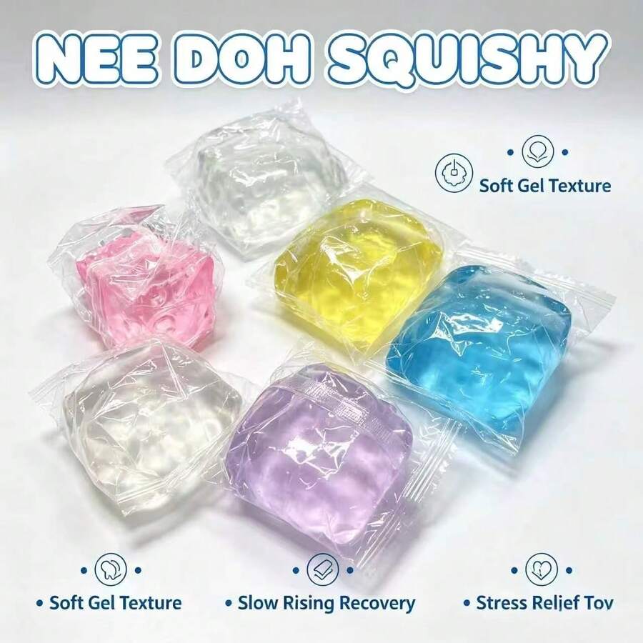 1pc Transparent Realistic Ice Cube Slow Rebound Soft Rubber Toy, One Size, Sent At Random, Realistic Ice Texture, Slow Rebound Squeeze Stress Relief Toy, Crystal Jelly Shaped Soft Rubber Decor, Portable Office Desk Anxiety Relief Sensory Toy, Independent OPP Bag Packaging, Suitable For Holiday Party Gifts