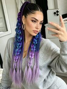 Trenzas de Burbuja Retorcidas de Colores Mixtos Hechas a Mano - Extensiones de Cabello Estilo Vacaciones para Mujeres, Versátiles para Todos los Tipos de Cabello 24 Pulgadas - Multicolor - Ver 7