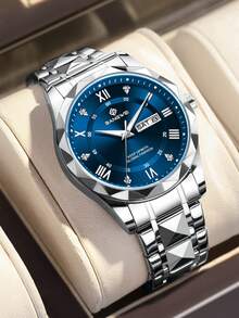 LIGE Fashion Casual Luxury Men's Watch, Waterproof Luminous Quartz Watch With Calendar Dial Wristwatch - Silver - View 10