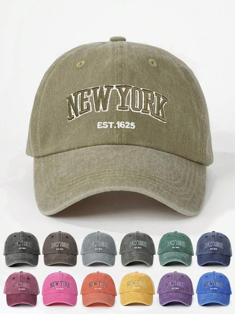 1pc Unisex Embroidered NEW YORK Washed Baseball Cap, Adjustable Casual Outdoor Hat - Baseball Cap - View 1