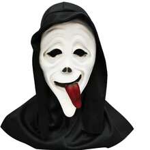 Máscara de Látex de Cabeça Completa com Rosto de Fantasma Aterrorizante com Língua para Fora, Acessório de Cabeça com Lenço Preto de Fantasma, Adereços de Cosplay de Halloween, Acessório de Cabeça para Fantasia de Casa Assombrada e Festa à Fantasia - Visão 13