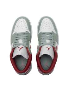 Men's AIR JORDAN 1 LOW Basketball Shoes, Cushioned Basketball Shoes For On-Court Games And Training, 553558-133 - Sail White/Stone Red/Horizon Green - View 9