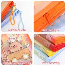 1pc Cute Animal A4 File Bag, Cute Cartoon Zipper File Storage Bag, Waterproof Large Capacity Handheld Storage Bag, Portable Folder, Suitable For School, Office, Study And Travel - One Size Fits All - View 4