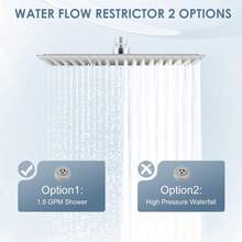 Rain Shower Head Ultra Thin High Pressure Boosting Metal Water Flow Sprayer Ceiling Wall Mounted Stainless Steel Rainfall Bathroom Fixture Modern Style Brushed Nickel 1 Pack - Brushed Nickel - View 9