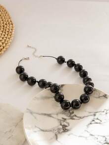 1pc/Fashion Minimalist Old Money Style Solid Color Handmade Beaded Necklace, Suitable For Women's Daily Commute And Date, Atmospheric Gift - Multicolor - View 7