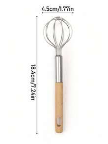 1pc/2pcs Kitchen Cream Whisk Flour Mixer Multi-Functional Wooden Handle Masher Baking Tool Set - Multicolor - View 12