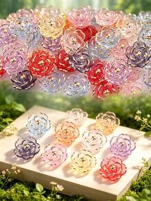 50/100/200pcs 20mm White Shell-Shaped Acrylic Beads, Cream Petal Bead Caps, Suitable For DIY Crafts, Jewelry Making And Phone Case Decoration - Multicolor - View 7