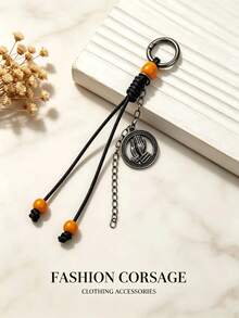 1PC Handmade Wax Rope Keychains, Vintage Knot Pendant For Bag Purse, Boho Phone Strap Purse Charm, Unique Retro Accessory Gift For Women - Multicolor - View 6
