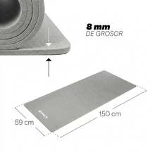 MUUK 1 pieza Tapete de yoga antideslizante de 150x60 cm con 8 mm de grosor|Correa de Transporte, Resistente y Cómoda | Ideal para Ejercicio en Casa, Gimnasio, Parque, Viajes, Meditación y Estiramientos - Gris Claro - Ver 4