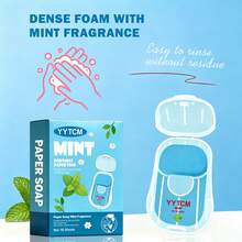 YYTCM Sabun Lembaran Portabel Aroma Mint 50 lembar dengan Kotak Penyimpanan, Kertas Sabun Tangan Mini Sekali Pakai untuk Perjalanan Luar Ruangan dan Berkemah, Mudah Berbusa, Pembersih Lembut - Mint - View 7