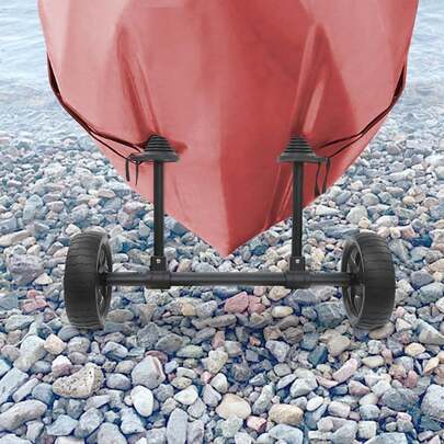 Adjustable Iron Aluminum Alloy Kayak Cart Black, Heavy‑Duty Trolley With Large Wheels For Kayak Canoe Paddleboard Transport On Sand Grass Gravel Pavement