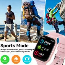 SIMSONLAB Reloj inteligente unisex, pantalla táctil completa HD de 1,83 pulgadas, rastreador de fitness, resistente al agua IP68, talla grande de 100 modos deportivos, batería de larga duración de 300mAh, compatible con iOS/Android, excelente regalo para mujeres y hombres - Multicolor- - Ver 4