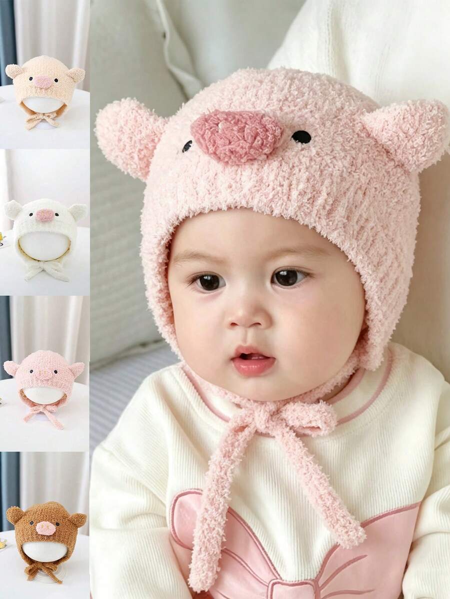 Baby Cute Pig Hat Winter Unisex Knitted Beanie Infant Toddler Children's Hat - Multicolor - View 1