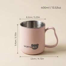 304不鏽鋼平底咖啡杯，耐摔雙層杯，附手柄塑膠杯，可重複使用牛奶茶杯，適合學生、學校、辦公室 - 彩色 - 查看 11