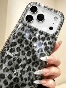 Luxury Autumn Brown Leopard Print Fine Glitter Glacier Phone Case Compatible With IPhone 18 Pro Max 18 Pro 17 Pro Max 17 Pro 17 16 Pro Max 16 Pro 16 15 Pro Max 15 Pro 15 14 Pro Max 14 Pro 14 13 Pro Max 13 Pro 13 12 Pro Max 12 Pro 12 11 Stylish Shockproof Anti-Drop Phone Cover - Gray Leopard Print - View 5