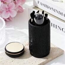 Set Kuas Makeup Lengkap Bertabur Berlian Imitasi, Set Kuas 6-in-1 Kreatif dengan Hiasan Berlian, Kuas Bedak dan Kuas Eyeshadow Ultra Lembut, Alat Makeup, Set Perjalanan Portabel dengan Cermin Terintegrasi - MultiWarna - View 14