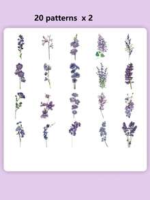 40 piezas/paquete Pegatinas decorativas de flores de acuarela de PET, suministros escolares para manualidades DIY - Unitalla - Ver 8