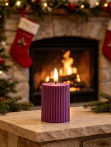 Holiday Atmosphere Hot-Selling Purple LED Simulated Electronic Candle Striped Gear-Shaped Simulated Candle Holiday Atmosphere Decorative Light Gift Suitable For Multiple Scene Display - Purple Gear - View 6