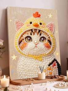 New Pearl Painting Cute Cat Pattern Design, DIY Pearl Painting Set, Suitable For Home Wall Decor Art, Applicable For Various Holiday Gifts, Perfect Ideal Handmade Gift - A - View 2
