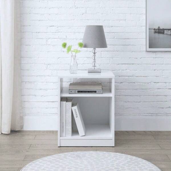 Open Shelf Nightstand, White