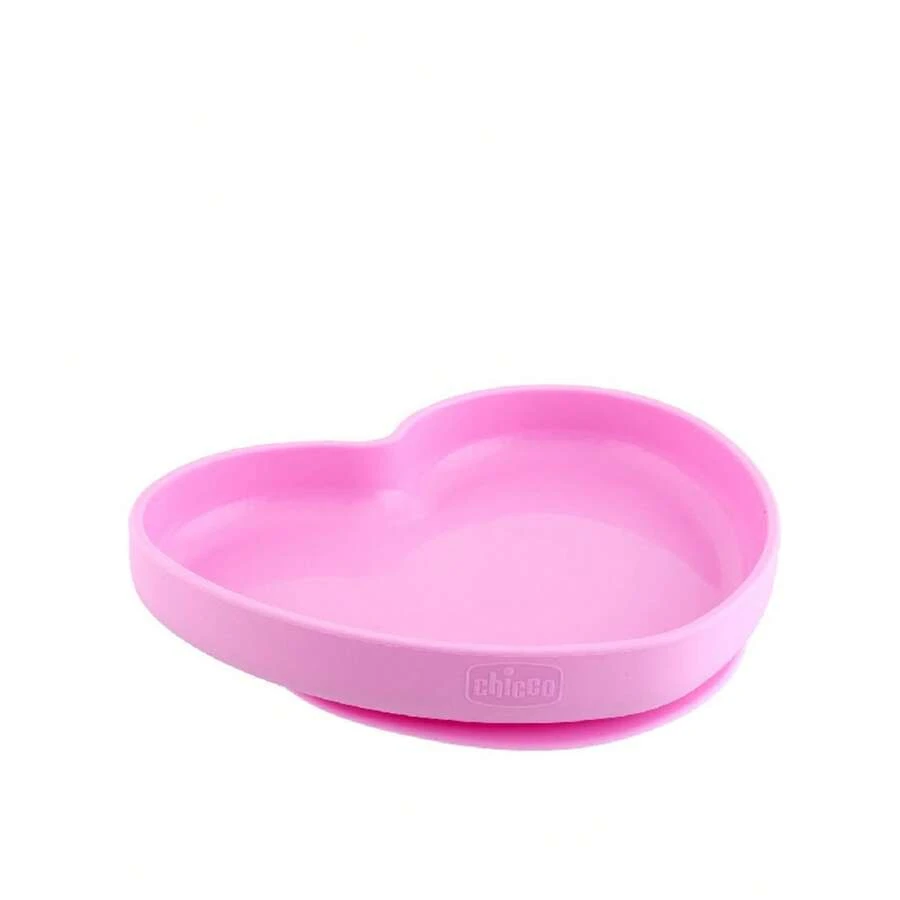 Chicco Take Eat Easy Silicone Heart Plate 9m+ Pink - Pink - View 1