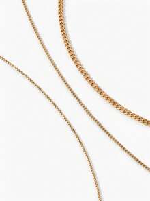 Vandermere 3pcs 18k Gold Stainless Steel Women's Herringbone Necklace Set, Simple And Elegant Solid Color Snake Chain Necklace For Layering. - Yellow Gold - View 6