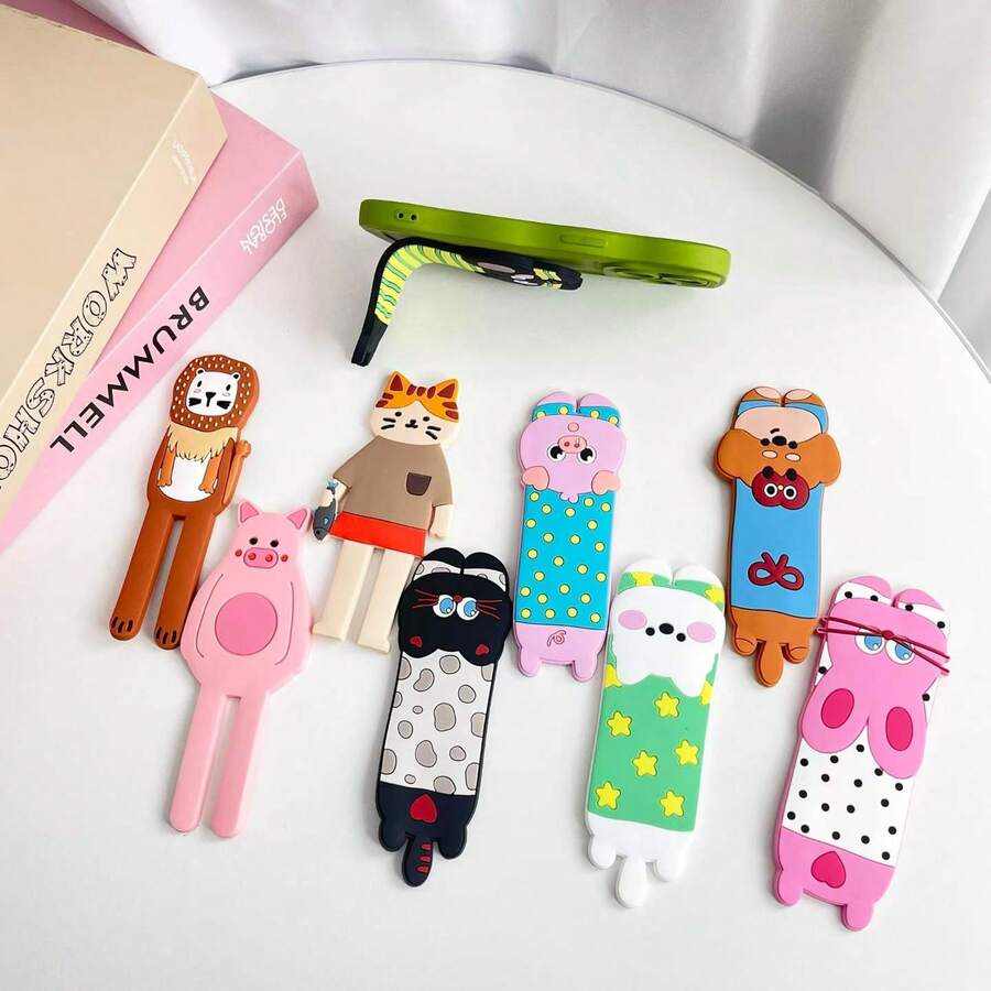 1 buah Stand Casing Ponsel Lipat DIY Bergambar Kartun Kucing & Anjing Berkaki Panjang, Kreatif dan Portabel - MultiWarna - View 1