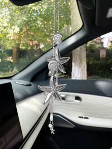 Creative Starfish Car Hanging Ornament, Rearview Mirror Decoration, Car Interior Hanging Decor, Car Rearview Mirror Decorative Pendant - A - View 3