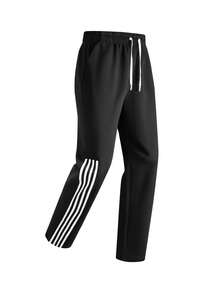 Men's Casual Loose Straight Leg Sweatpants, Fashionable Sports Long Pants, Spring/Autumn - Black - View 6