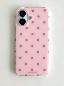 時尚手機殼，極簡可愛設計，黑白波點圖案，適用於 iPhone 11 至 17 系列，包含 Pro Max 版本 - 粉色 - 查看 1