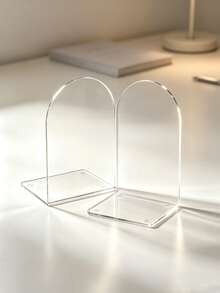 2/4/8pcs 3mm Thick 10*10*10cm L-Shaped Transparent Acrylic Bookends, Heavy Duty Stable With 4 Non-Slip Pads, Minimalist Style Desktop Storage Book Holder, Suitable For Home Office Library - Clear - View 10