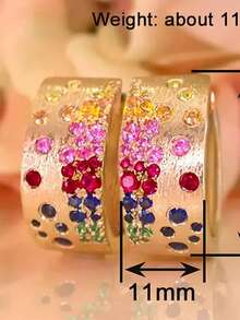 Tsnamer Huitan Women's Hoop Earrings, Gold Luxury Accessory, Suitable For Weddings And Parties, Fashionable Inlaid With Bright Colorful CZ Crystals, Exquisite Jewelry Gift - earrings - View 5