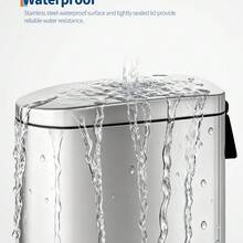 Slim 10L  Metal Bathroom Trash Can With Lid – Step-On Pedal, Soft Close, Removable Inner Bucket, Odor Control – Appropriate For Bedroom, Kitchen, Office - C - View 8