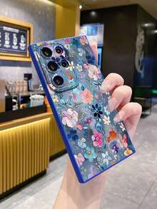 1pc Blue Printed Camera Anti-Drop Phone Case UV Printed Compatible With Samsung/Galaxy/ Android Models - Blue - View 2