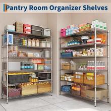 Heavy Duty Chrome Wire Shelving Unit – Adjustable 5 or 6-Tier Metal Storage Rack with 4" Wheels – 2000-2640 lbs Capacity – Mobile Utility Shelf for Kitchen, Garage, Pantry – 47.2"W x 17.7"D x 70.9"H - 6 Schichten - Übersicht 3