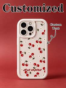 1 Personalized Pure White Cherry Pattern Anti Fall All Inclusive Phone Case Soft Shell Compatible With IPhone 11/12/13/14/15/16 Plus/16 Pro/16 Pro Max/S26/S26 Ultra/S25/S25 Ultra/S25 Plus/S23/S24/ 9 Pro XL/ 8/9/10a The Model Is Suitable As A Gift For Friends - White - View 1